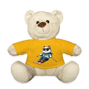 Ragdoll Katze beim Skifahren - Winterfreuden - Teddy - Sonnengelb - Vorne