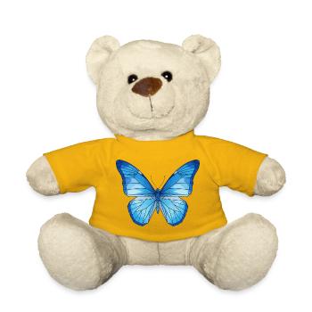 Papillon bleu géométrique - Nounours - jaune soleil - Devant