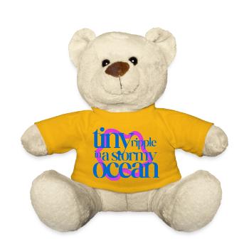 Tiny ripple in a stormy ocean (pink background) - Teddy Bear - sun yellow - Front