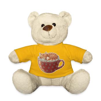 Sleeping cat in Christmas mug - Teddy Bear - sun yellow - Front