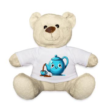Théière Kawaii Sourire Heure du Thé - Nounours - jaune soleil - Devant