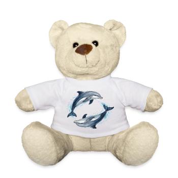 Two jumping dolphins illustration - Teddy Bear - sun yellow - Front
