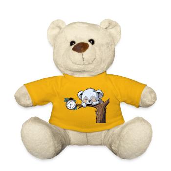 Sleeping koala on the clock branch - Teddy Bear - sun yellow - Front