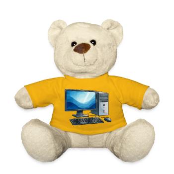 Illustration de station de travail pour PC rétro - Nounours - jaune soleil - Devant