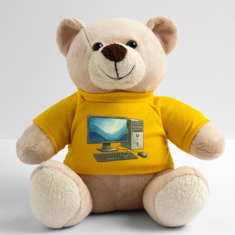 Retro PC Workstation Illustration Teddy Bear