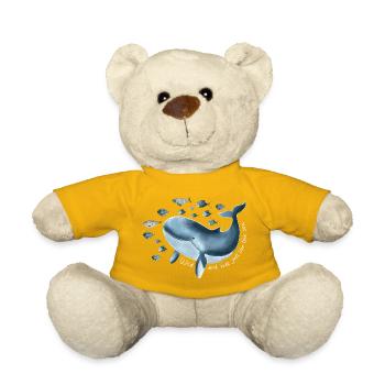 Freiheit für Hope- blauer Wal mit Fischschwarm - Teddy - Sonnengelb - Vorne
