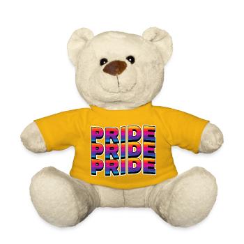 Pride Regenbogen Schriftzug - Teddy - Sonnengelb - Vorne