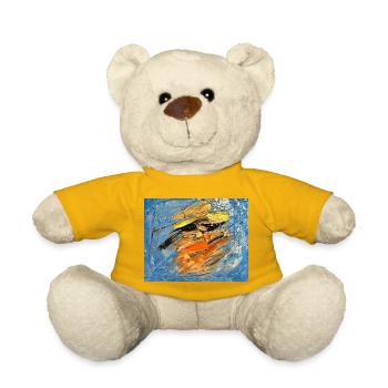 Blauer Farbwirbel im Orange - Teddy - Sonnengelb - Vorne