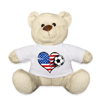 USA Herz Flagge Fußball mit Herz used - Teddy - Sonnengelb - Vorne