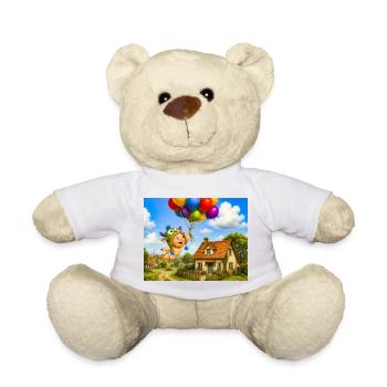 Bébé ballon au-dessus de la maison douillette - Nounours - jaune soleil - Devant