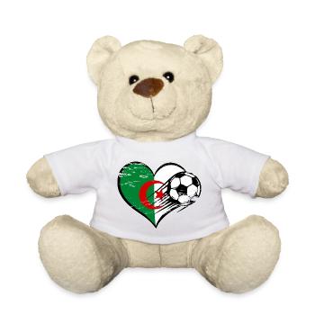 Algeria Flag Football with Heart - Teddy Bear - sun yellow - Front