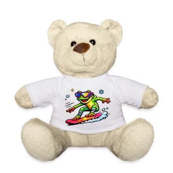 Surfer frog with neon sunglasses - Teddy Bear - sun yellow - Front