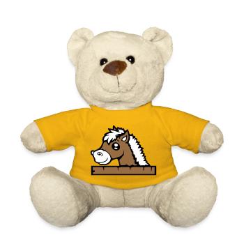 Pferd hinter Zaun versteckt Holz Mauer Stalltür - Teddy - Sonnengelb - Vorne