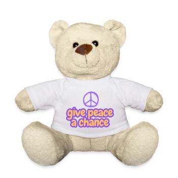 Peace Now Bubble Font "Give Peace A Chance" - Teddy Bear - sun yellow - Front