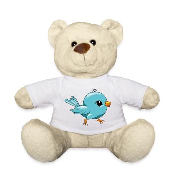 Oiseau bleu heureux mignon - Nounours - jaune soleil - Devant