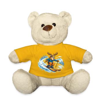 Lustiger Ski Hirsch – Comic Wintersport Motiv - Teddy - Sonnengelb - Vorne