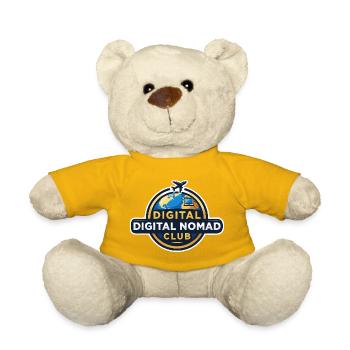 Emblème du Club des Nomades Numériques travaillant sous les palmiers - Nounours - jaune soleil - Devant