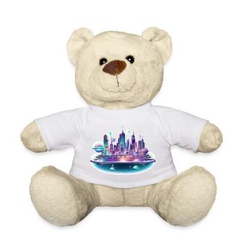 Neon Space City Skyline - Teddy Bear - sun yellow - Front