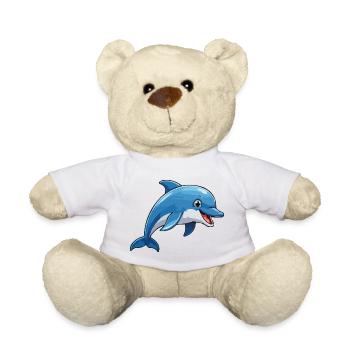 Laughing Dolphin Cartoon Blue - Teddy Bear - sun yellow - Front