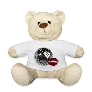 Retro Disco Ball with Red Lips Y2K Party Aesthetic - Teddy Bear - sun yellow - Front