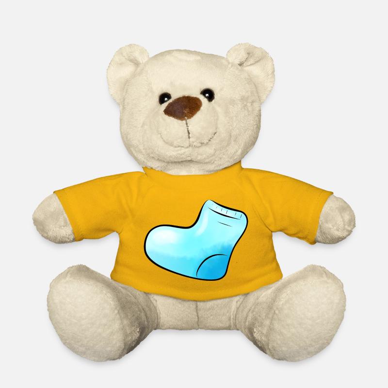 blue sock - Teddy Bear - sun yellow