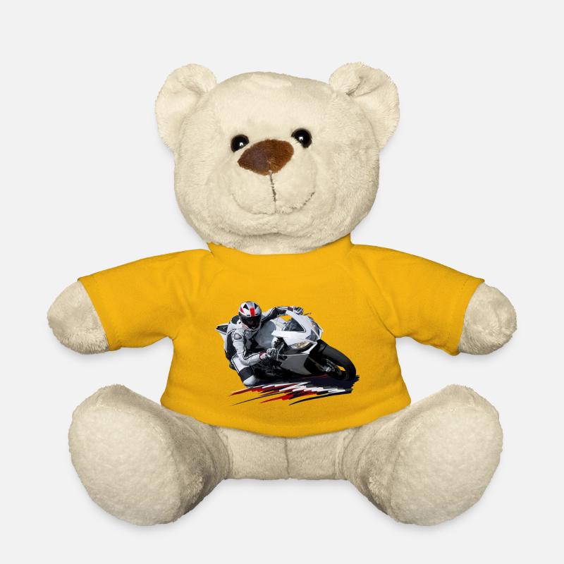 Moto de course - Nounours - jaune soleil