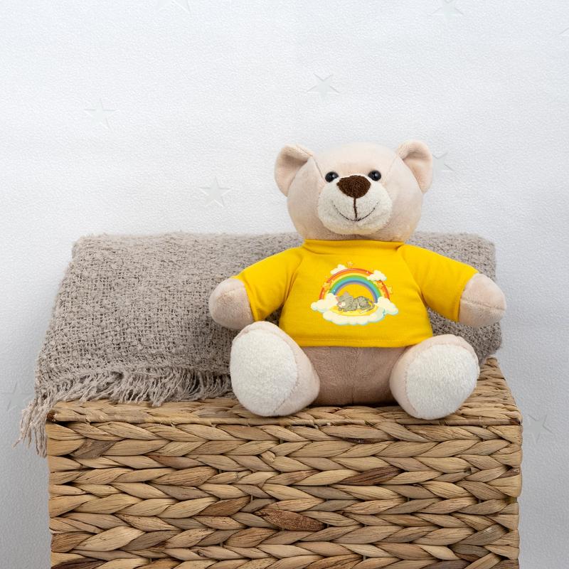 Dreaming Cat on Rainbow Cloud Teddy Bear