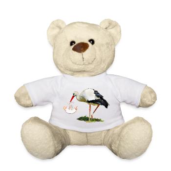 Cigogne avec bébé dans une écharpe - Nounours - jaune soleil - Devant