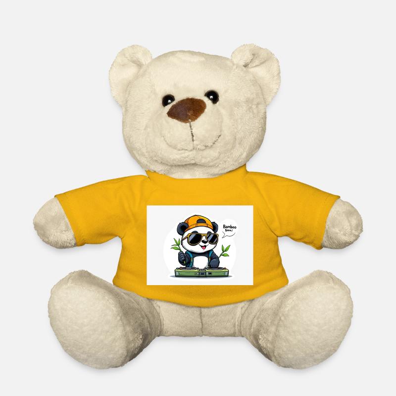 Panda DJ avec Bâtons de Bambou - Nounours - jaune soleil