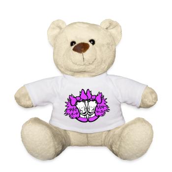 2 Horses Girl Female Team Couple Woman Bow - Teddy Bear - sun yellow - Front