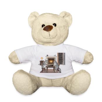 Cozy fireplace room with chess and cat - Teddy Bear - sun yellow - Front