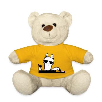 Lama DJ Cool Party Musik Auflegen Sonnenbrille süß - Teddy - Sonnengelb - Vorne