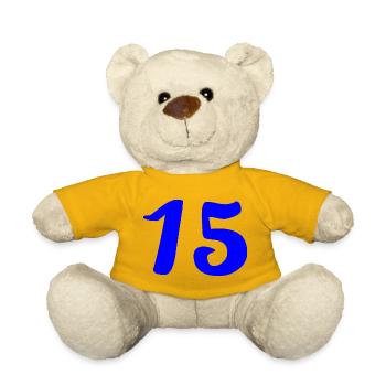 15. 15 YEARS. 15th ANNIVERSARY. 15 YEAR ANNIVERSARY. - Teddy Bear - sun yellow - Front