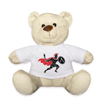 Spartan Black and Red Spartan Warrior Mascot - Teddy Bear - sun yellow - Front
