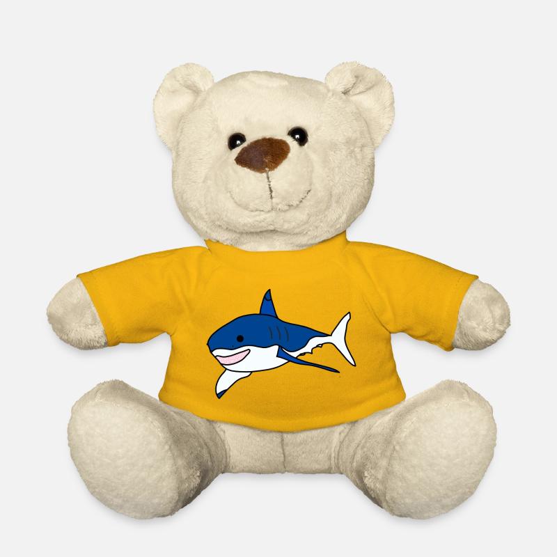 Great White Shark Cartoon - Teddy Bear - sun yellow