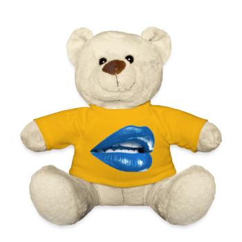    Bold Blue Lips Graphic - Teddy Bear - sun yellow - Front