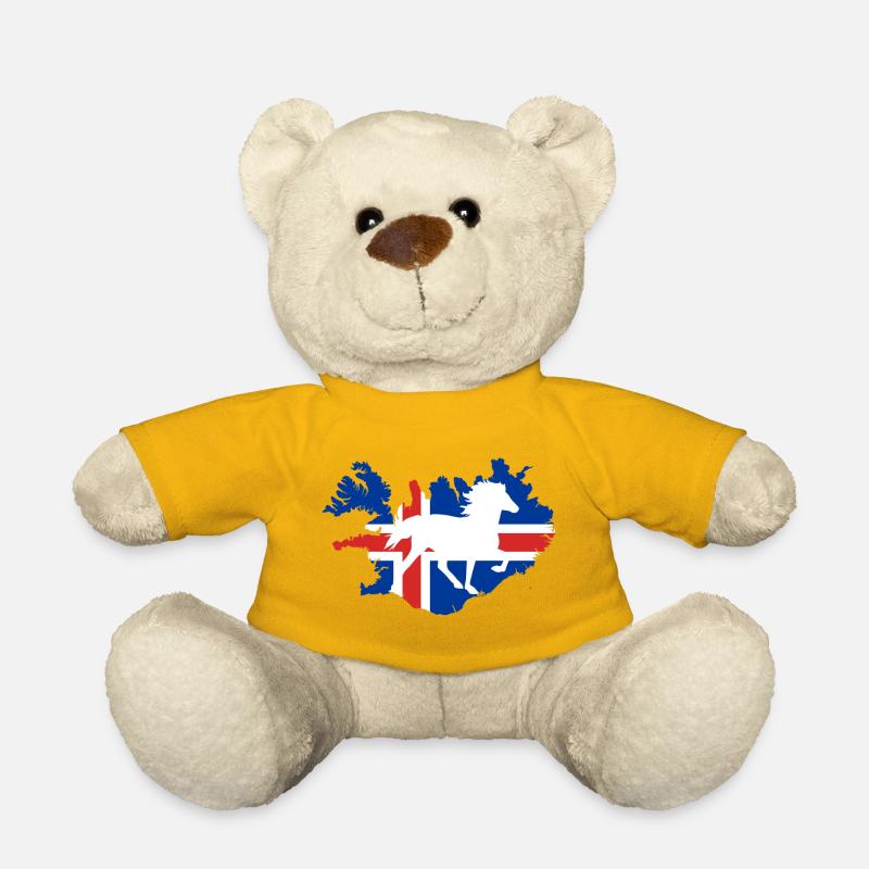 Islandpferd Flagge Isländer Reiten Geschenk - Teddy - Sonnengelb