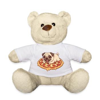Süß Mops mit Pizza Cartoon Pizzaliebhaber Italien - Teddy - Sonnengelb - Vorne