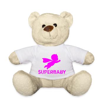 Flying Baby Silhouette Pink - Teddy Bear - sun yellow - Front