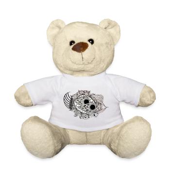 Schwarzweiß Mandala Fisch Muster - Teddy - Sonnengelb - Vorne