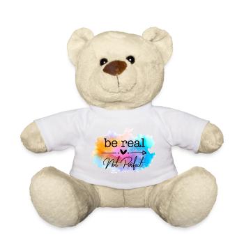 Be Real Not Perfect Aquarell Zitat - Teddy - Sonnengelb - Vorne