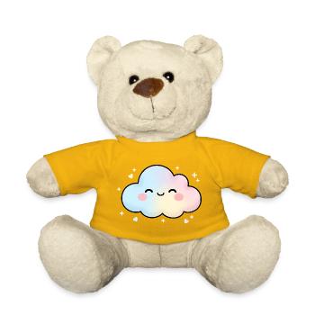 Cute Kawaii Cloud Pastel Cartoon Design - Teddy Bear - sun yellow - Front