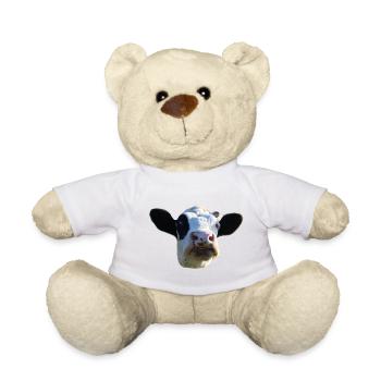 funny cow cow head black and white gift farmer - Teddy Bear - sun yellow - Front