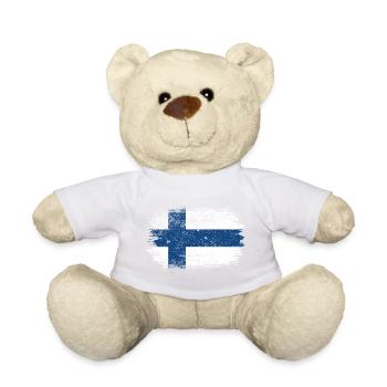 Finnish Nordic Cross Flag Print - Teddy Bear - sun yellow - Front
