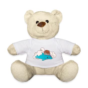 Sleeping child on blue dolphin - Teddy Bear - sun yellow - Front