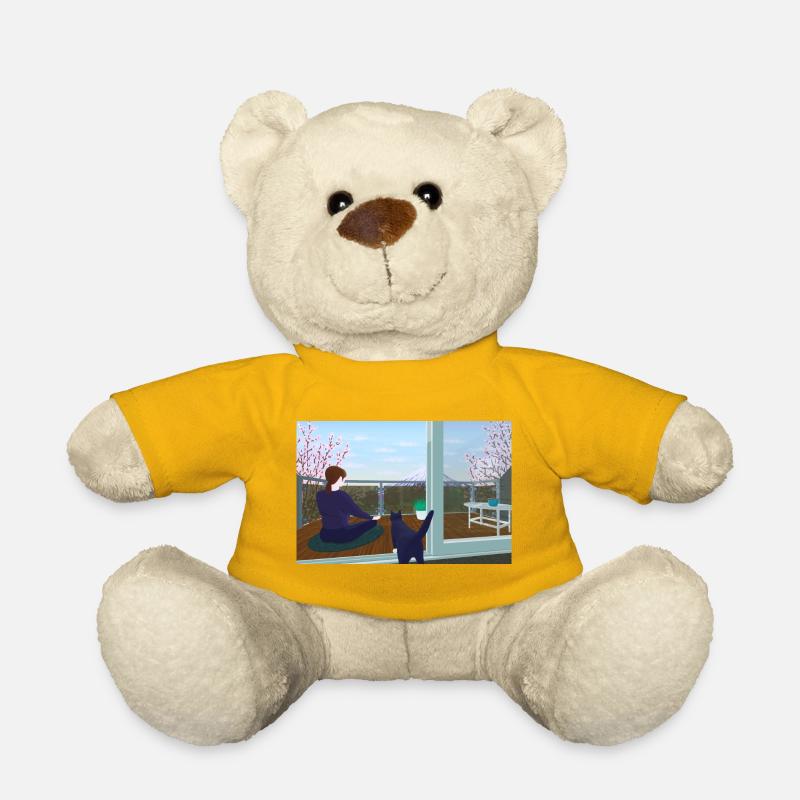 Balcony Zen with Cat - Teddy Bear - sun yellow
