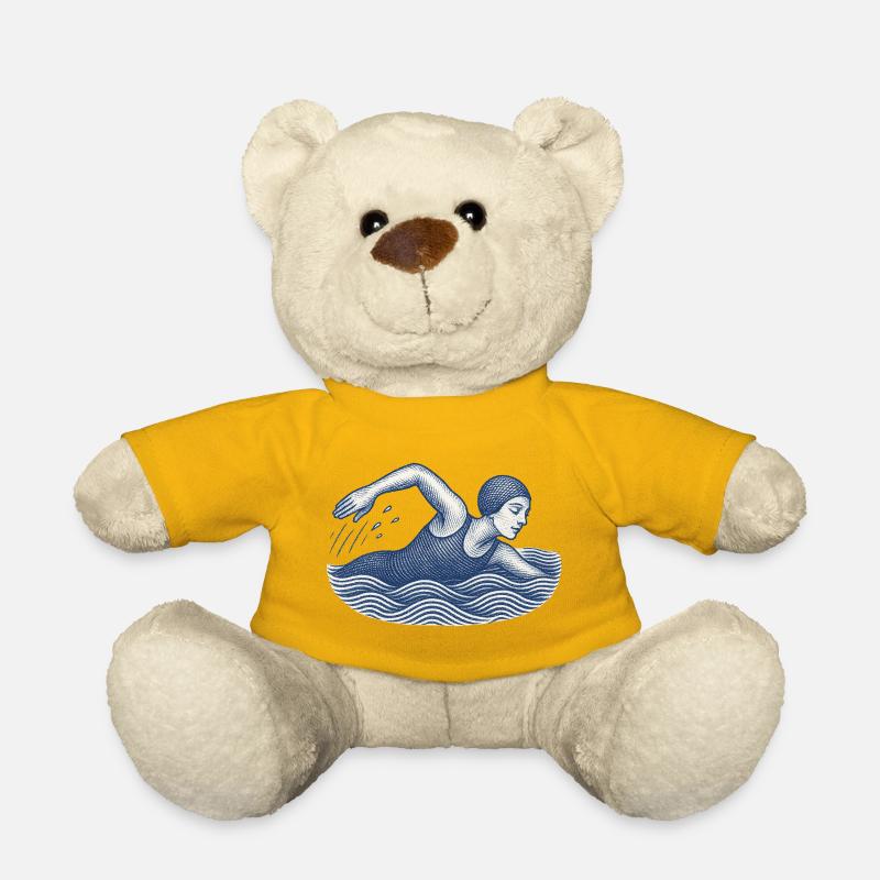 Illustration de nageur vintage - Nounours - jaune soleil