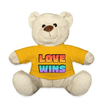 Love Wins Gradient Bold Text - Teddy Bear - sun yellow - Front