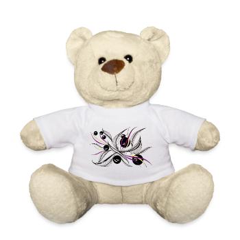Schwarzweiß Blütenstrahl Muster - Teddy - Sonnengelb - Vorne