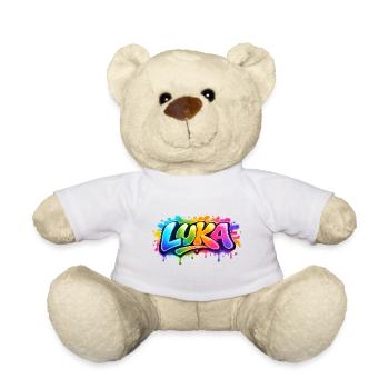 Graffiti LUKA Name Gift Ideal Printable - Teddy Bear - sun yellow - Front